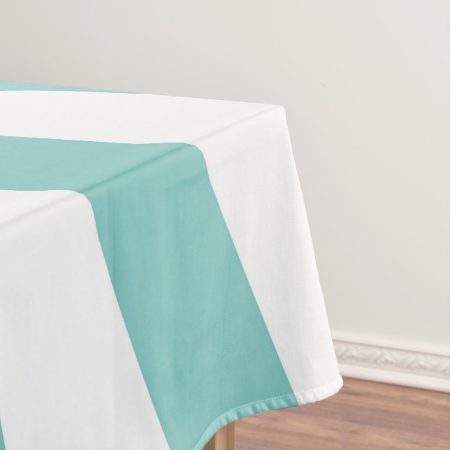Teal and White Stripes Tablecloth (In Situ)