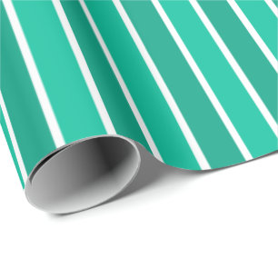 Teal and White Stripes Wrapping Paper
