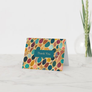 Teal and Wine Colordrops on Gold Thank You Card