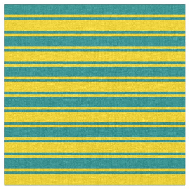 Teal and Yellow Coloured Lines/Stripes Pattern Fabric (Close Up)