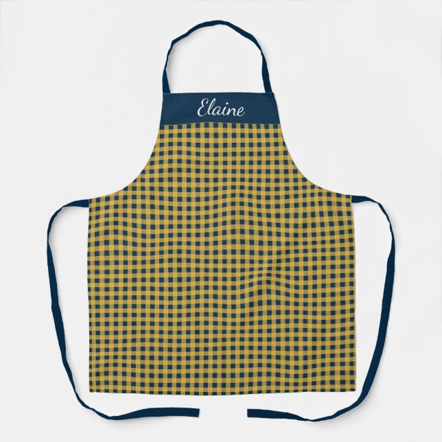 Teal and Yellow Custom Name Apron (Front)