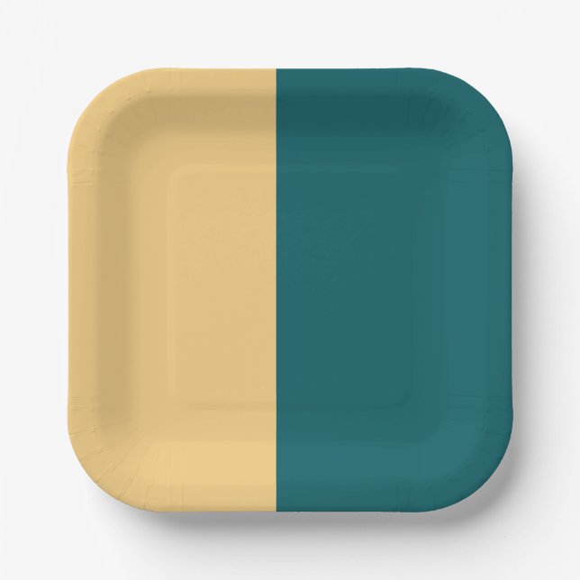 Teal And Yellow Paper Plates (Front)