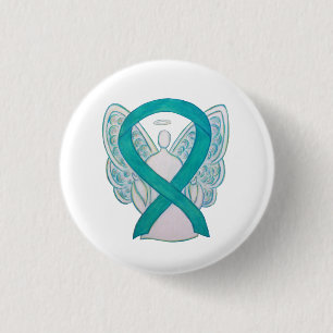 Teal Angel Awareness Ribbon Art  Custom Lapel Pin