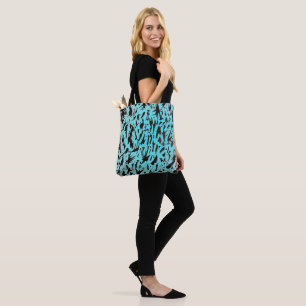 Teal Animal Print Abstract Tote Bag