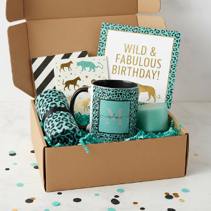Teal Animal print personalised mug