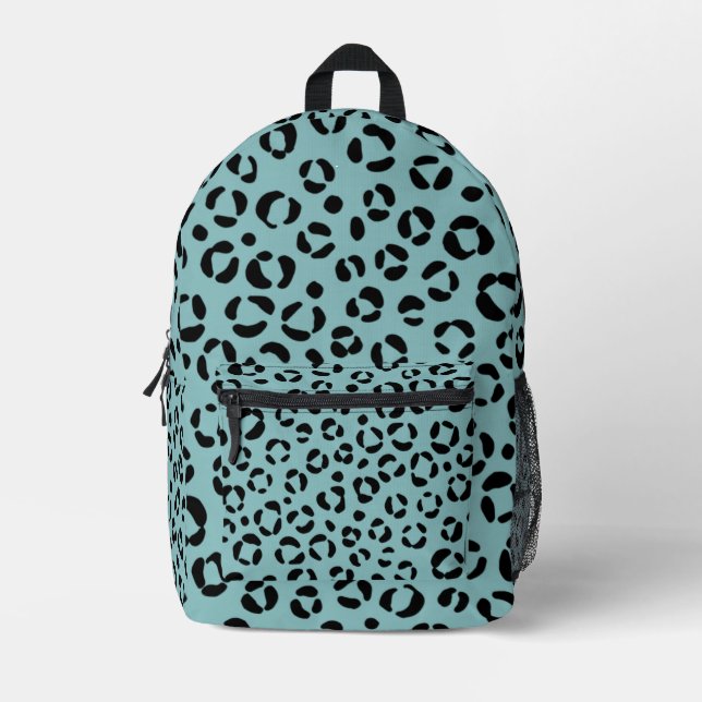 Teal Animal Print Printed Backpack (Front)