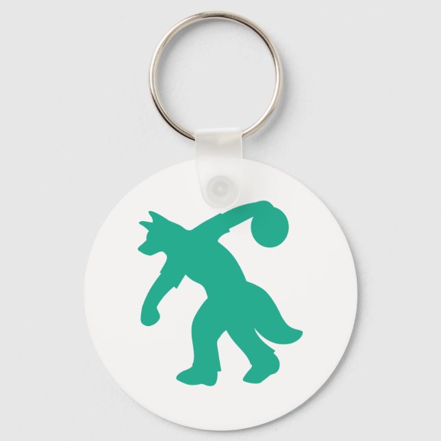 Teal Anthro Canine Bowling Keychain 0001 (Front)