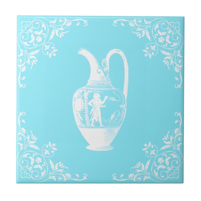 Teal Antique Jar Tile (Front)