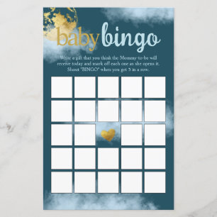 Teal Aqua and Gold Baby Bingo Baby Shower Game