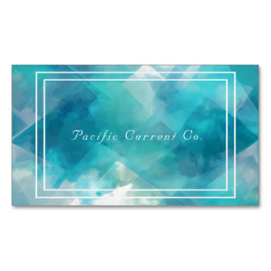 Teal Aqua Blue Abstract Geometric Watercolor Magnetic Business Card