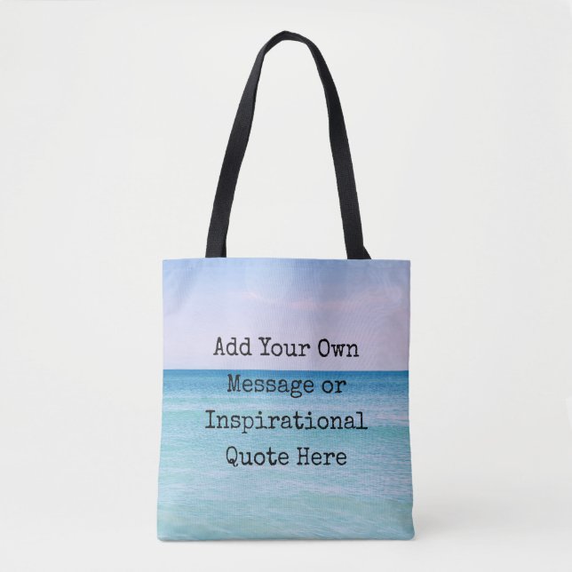 Teal Aqua Blue Calming Quote Ocean Beach Waves Tot Tote Bag (Front)