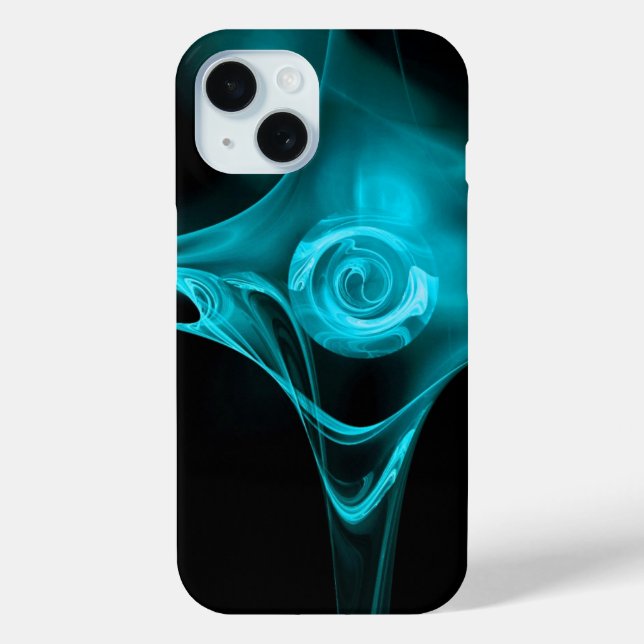 TEAL AQUA BLUE FRACTAL ROSE IN BLACK Case-Mate iPhone CASE (Back)