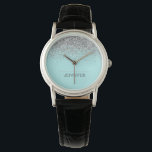 Teal Aqua Blue Silver Glitter Girly Monogram Name<br><div class="desc">Aqua Blue Teal and Silver Sparkle Glitter Monogram Name Watch. This makes the perfect graduation,  birthday,  wedding,  bridal shower,  anniversary,  baby shower or bachelorette party gift for someone that loves glam luxury and chic styles.</div>