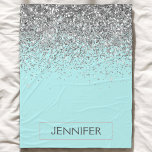 Teal Aqua Blue Silver Glitter Girly Monogram Name Fleece Blanket<br><div class="desc">Teal Aqua Blue and Silver Sparkle Glitter Monogram Name and Initial Fleece Blanket. This makes the perfect sweet 16 birthday,  wedding,  bridal shower,  anniversary,  baby shower or bachelorette party gift for someone that loves glam luxury and chic styles.</div>