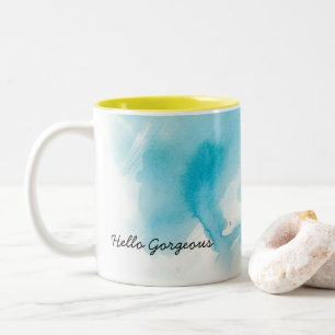 Teal Aqua Customisable Watercolor Mug