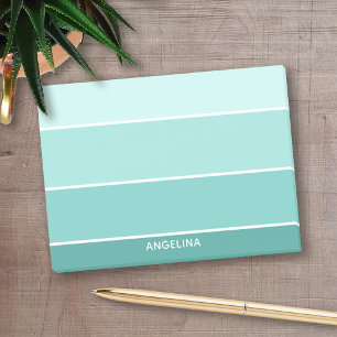 Teal Aqua Paint Chips - Add Your Name Post-it Notes