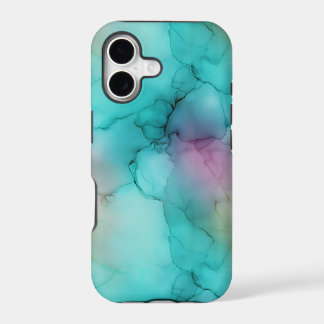 Teal Aqua Pink Soft Fluid Alcohol Ink