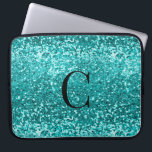 Teal Aqua Turquoise Glitter Sparkle Monogram Laptop Sleeve<br><div class="desc">Chic Teal Aqua Turquoise Glitter Sparkle Luxury Glam Monogram Laptop Sleeve,  featuring bold,  chunky,  faux aqua blue (turquoise teal) glitter and your custom monogram. Please contact us at cedarandstring@gmail.com if you need assistance with the design or to enquire about matching products.</div>
