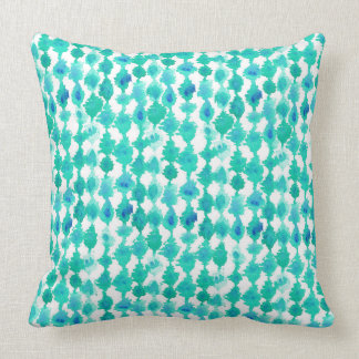 Teal Aqua Watercolor Tribal Print Turquoise Cushion