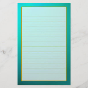 Teal Aquamarine Fine Lined Stationery