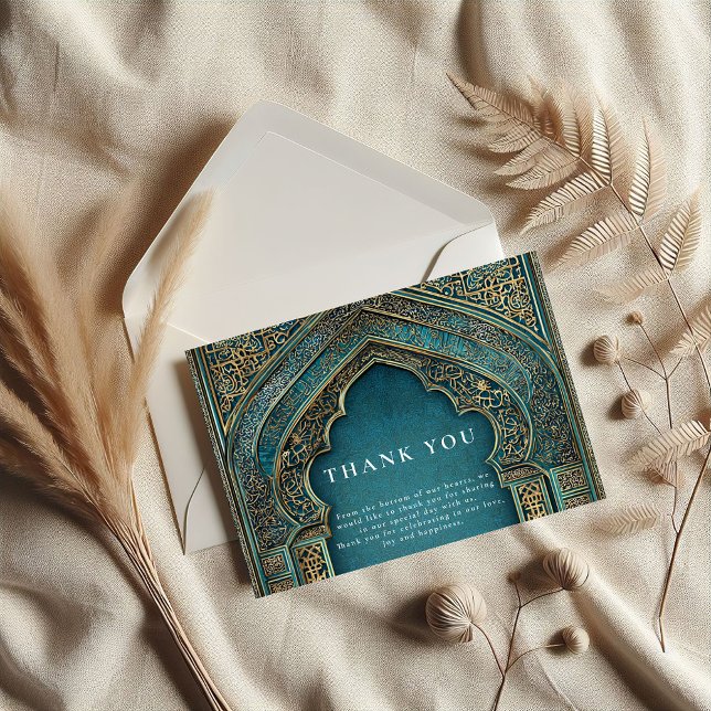 Teal Archway Islamic Wedding Thank You Card (Creator Uploaded)