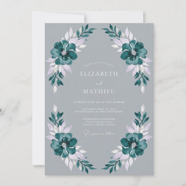 Teal Arctic Winter Wedding Invitation (Front)