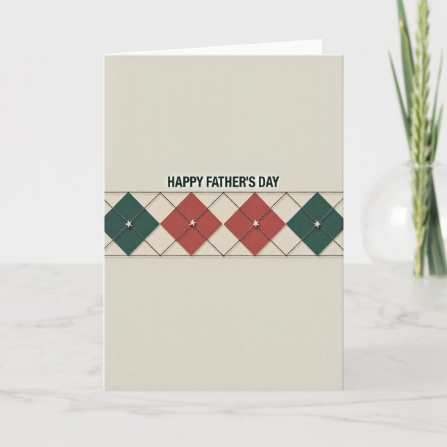 Teal Argyle Fathers Day Card (Front)