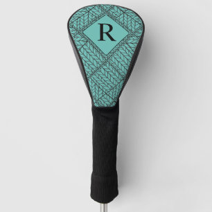 TEAL ARGYLE KNIT Golf Driver Cover + Initial