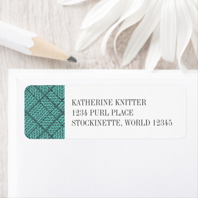 TEAL ARGYLE KNIT Return Address Labels  (Insitu)