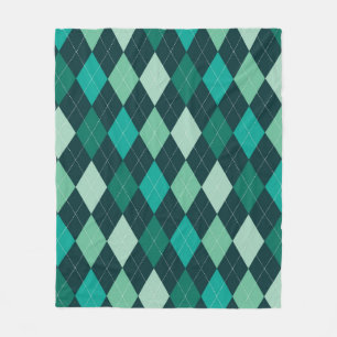 Teal argyle pattern fleece blanket