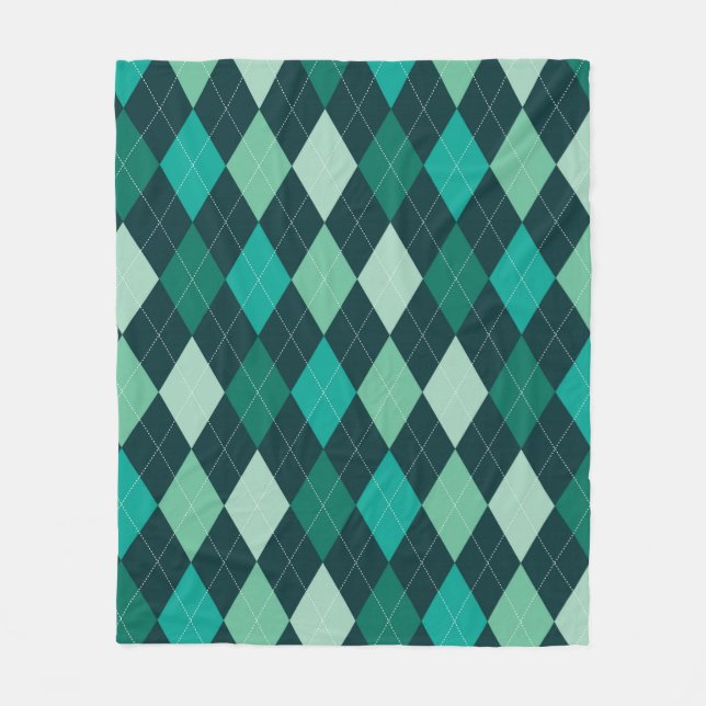 Teal argyle pattern fleece blanket (Front)
