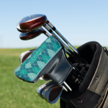 Teal Argyle Vintage Sports Pattern with any name