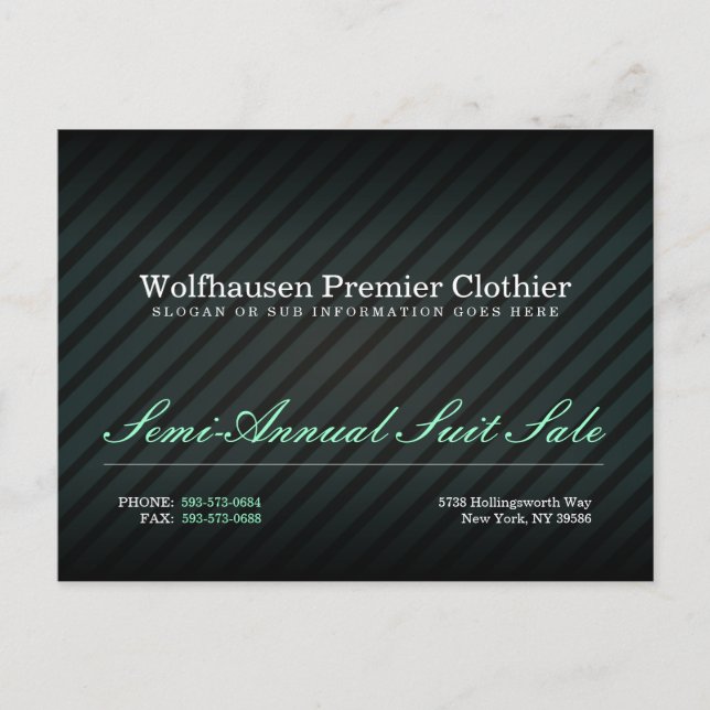 Teal Armani Suit Promo Postcard (Front)