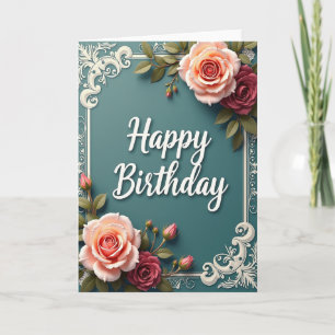 Teal Art Birthday Card