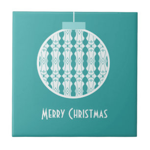 Teal Art Deco Ornament Tile
