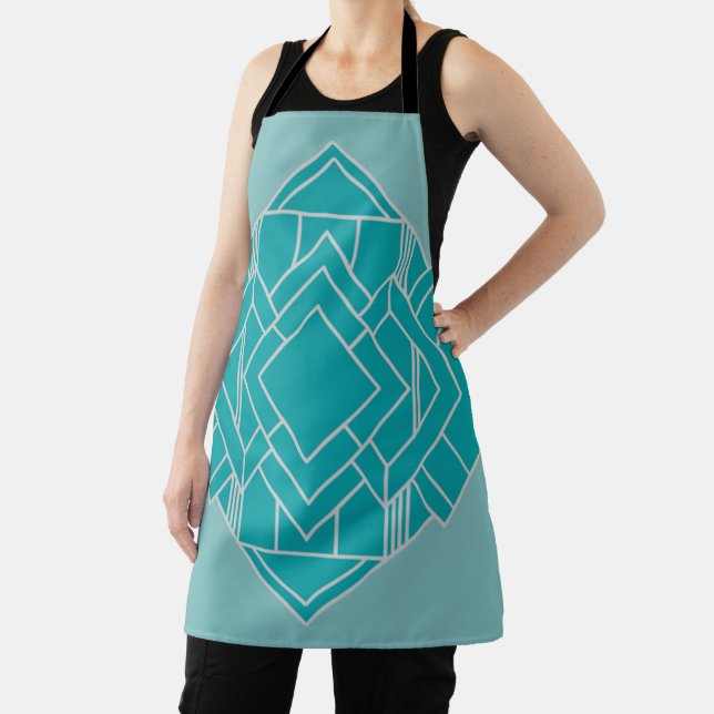 Teal Art Deco Quilt Inspired  Apron (Insitu)