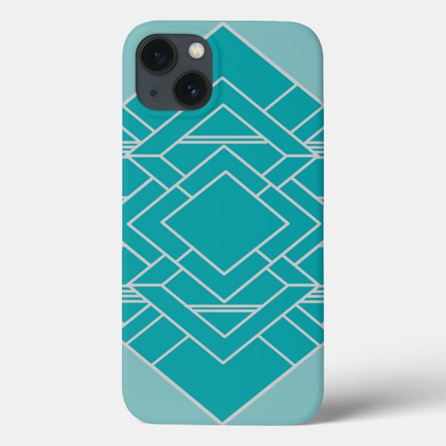 Teal Art Deco Quilt Inspired Case-Mate iPhone Case (Back)