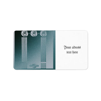 Teal Art nouveau, Ronnie C Mackintosh, rose design Label