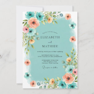 Teal Atmospheric Coastal Wedding Invitation