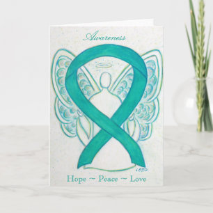 Teal Awareness Ribbon Angel Greeting Card