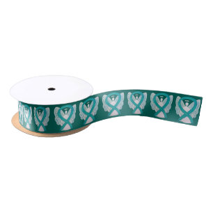 Teal Awareness Ribbon Angels Custom Art Designs Satin Ribbon