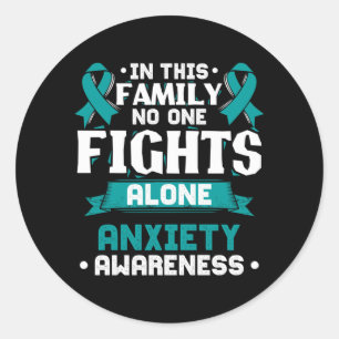 Teal Awareness Ribbon Anxiety Disorder Classic Round Sticker