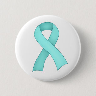 Teal Awareness Ribbon Button 0001