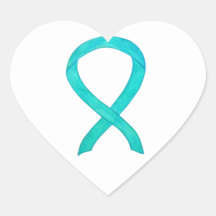 Teal Awareness Ribbon Custom Art Decal Stickers