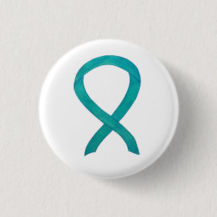 Teal Awareness Ribbon Custom Art Lapel Pin