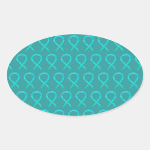 Teal Awareness Ribbon Custom Art Sticker Decals