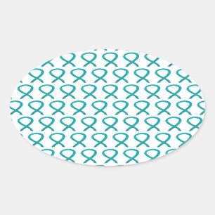 Teal Awareness Ribbon Custom Art Sticker Decals