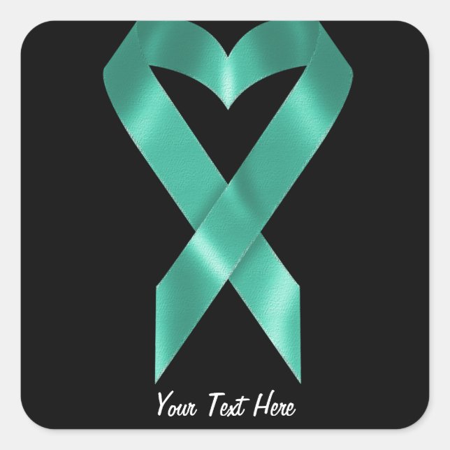 Teal Awareness Ribbon (customisable) Square Sticker (Front)