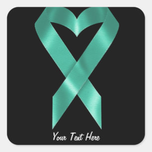 Teal Awareness Ribbon (customisable) Square Sticker