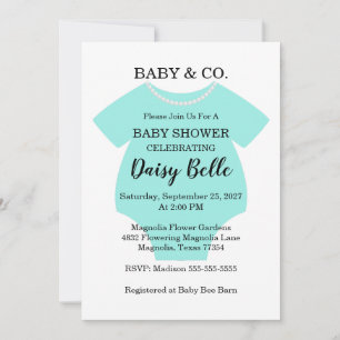 Teal Baby & Co. Baby Shower  Invitation